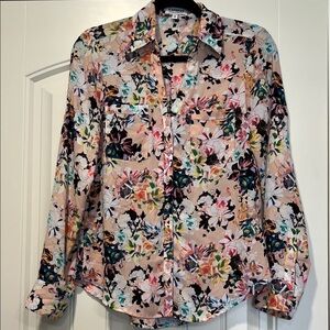 Express Multicolor Floral Button Down Shirt